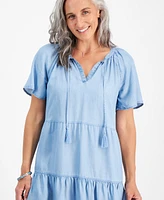 Style & Co Petite Tiered Chambray Dress, Created for Macy's