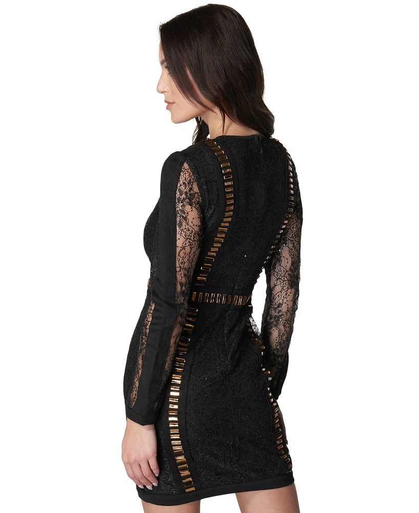 Bebe Juniors' Sequined Lace Bodycon Dress