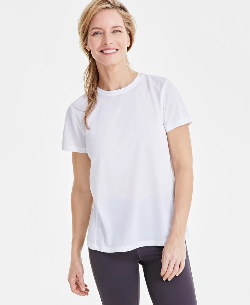 Id Ideology Women's Birdseye Mesh Short-Sleeve T-Shirt, Created for Macy's