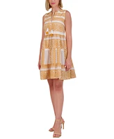 Vince Camuto Women's Cotton Mosaic Tassel-Tie Dress