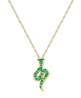 Lab-Grown Emerald Snake 18" Pendant Necklace (5/8 ct. t.w.) in 14k Gold-Plated Sterling Silver