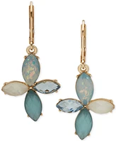 Anne Klein Gold-Tone Tonal Stone & Mother-of-Pearl Flower Drop Earrings