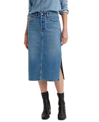 Levi's Women's Side-Slit Denim Midi Skirt