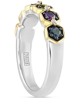 Wonder Fine Jewelry Multi-Gemstone (3/8 ct. t.w.) & Diamond (1/20 ct. t.w.) Infinity Stone Avengers Ring in Sterling Silver & Gold-Plate