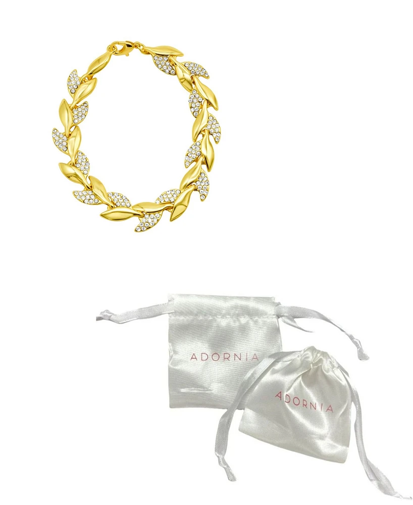 Adornia 14K Gold-Plated Crystal Leaf Bracelet