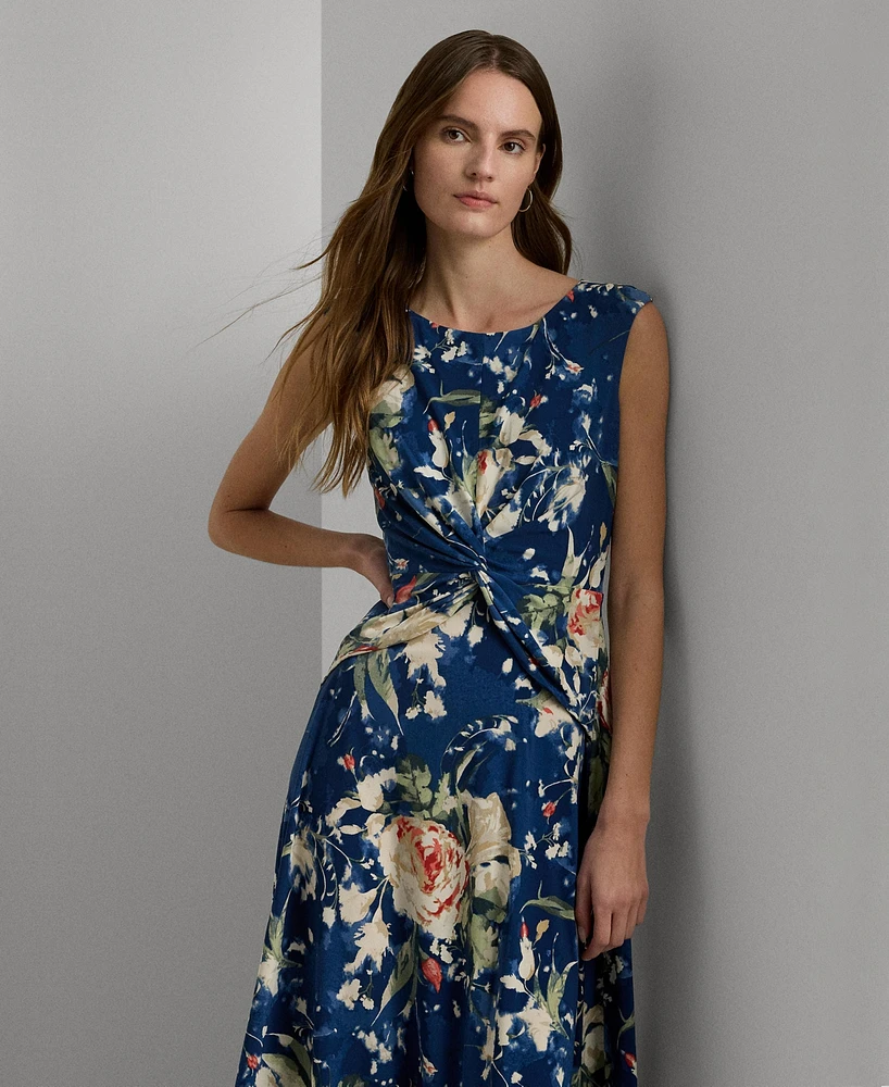 Lauren Ralph Women's Floral Twist-Front Stretch Jersey Dress