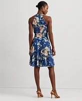 Lauren Ralph Women's Floral Belted Crepe Sleeveless Dress