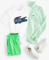 Lacoste Mens Striped Linen Shirt Quick Dry Swim Shorts L001 Lace Up Sneakers