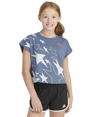 adidas Big Girls Cotton Stars Graphic T-Shirt