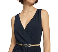 Tommy Hilfiger Women's Pleated Belted Midi Dress