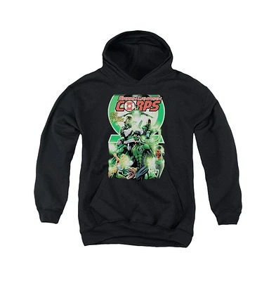 Green Lantern Boys Youth Corps Cover Pull Over Hooded Sweatshirt