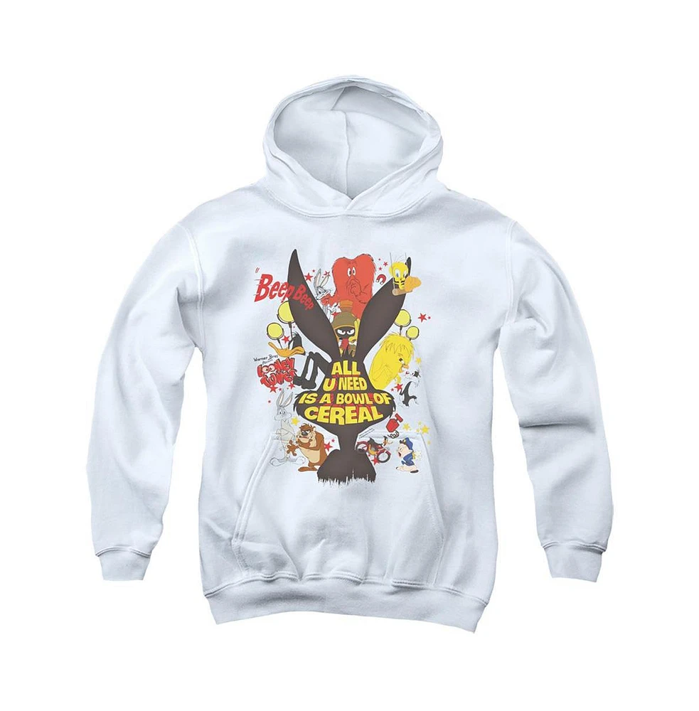 Looney Tunes Boys Youth Cereal Pull Over Hoodie / Hooded Sweatshirt