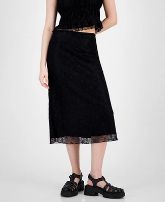 Self Esteem Juniors' Lace-Overlay Slip Skirt
