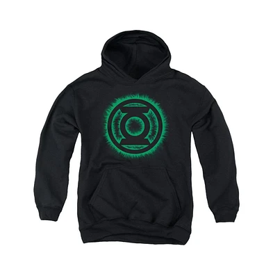 Green Lantern Boys Youth Flame Logo Pull Over Hoodie / Hooded Sweatshirt