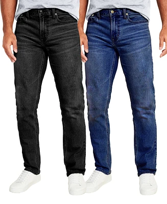 Blu Rock Men's Flex Stretch Slim Straight Jeans, Pack of 2