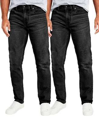 Blu Rock Men's Flex Stretch Slim Straight Jeans, Pack of 2