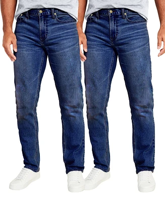 Blu Rock Men's Flex Stretch Slim Straight Jeans, Pack of 2