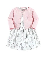 Hudson Baby Baby Girls Hudson Cotton Dress and Cardigan Set