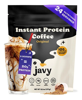 Javy Coffee Javy Instant Coffee High Protein Powder, Iced Coffee, Protein Drinks, Keto Friendly and Gluten Free, 24 Servings