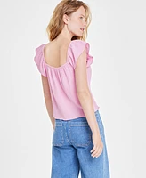 On 34th Women's Cotton Gauze Flutter-Sleeve Top