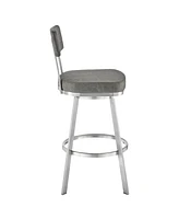 Armen Living Benjamin 30" Swivel Bar Stool Brushed Stainless Steel with Faux Leather