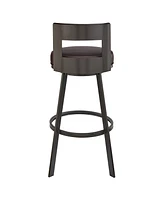 Armen Living Flynn 26" Swivel Counter Stool in Metal with Faux Leather