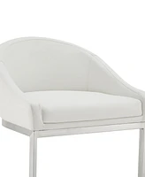 Armen Living Katherine 30" Bar Stool in Brushed Stainless Steel with Faux Leather