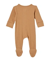 Cotton On Baby Boys and Baby Girls Newborn Pointelle Zip Romper