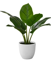 Monarch Specialties 17" Indoor Artificial Aureum Plant with Decorative White Pot