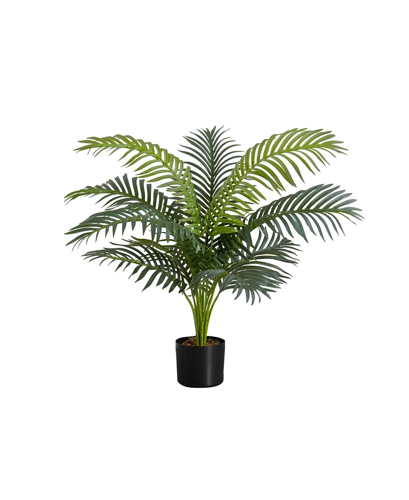 Monarch Specialties 34" Indoor Artificial Floor Palm Tree with Black Pot