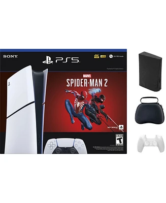 Sony PlayStation 5 Slim Console Digital Edition – Marvel's Spider-Man 2 Bundle (Full Game Download Included) With Accessories Bundle