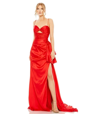 Mac Duggal Women's Strapless Cut Out Side Bow Gown