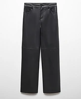 Mango Women's Leather Effect High Waist Pant