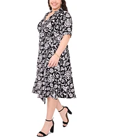 Msk Plus Printed Wrap Midi Dress