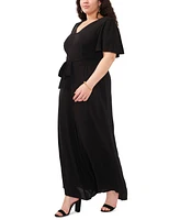 Msk Plus Size Smocked Tie-Waist Jumpsuit