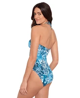 Lauren Ralph Women's Bandeau-Neck Halter-Style One-Piece Swimsuit