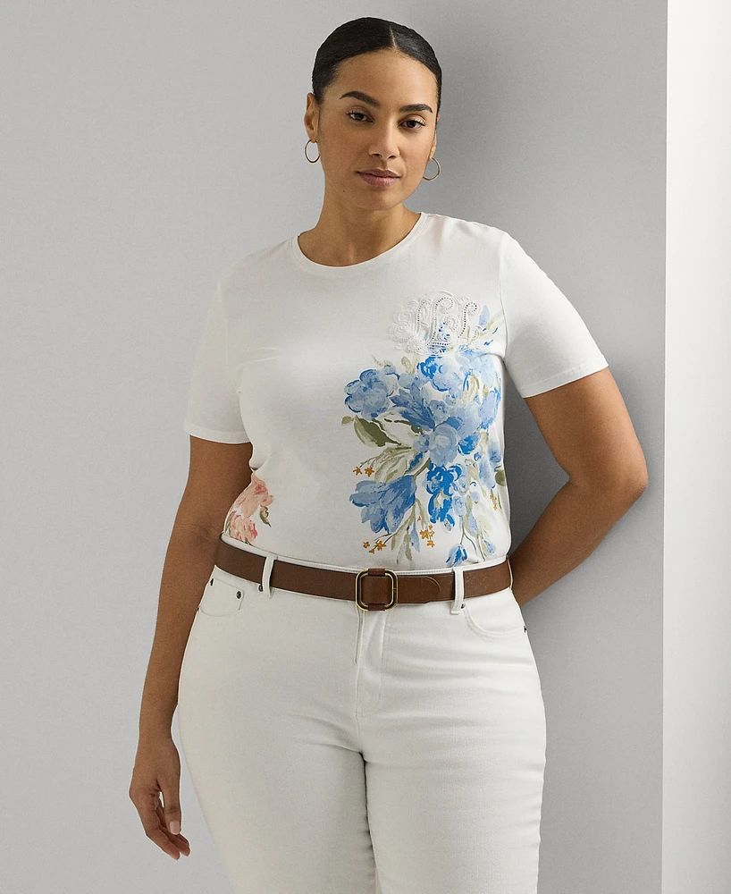 Lauren Ralph Plus Floral Short-Sleeve Tee