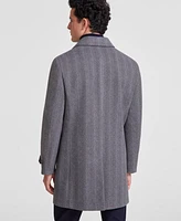 Tommy Hilfiger Men's Herringbone Charcoal Overcoat