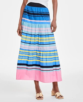 On 34th Trendy Plus Striped Tiered Maxi Skirt, Created for Macy's