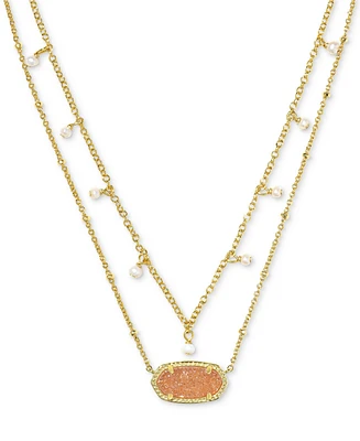 Kendra Scott 14k Gold-Plated Imitation Pearl & Stone 19" Adjustable Layered Pendant Necklace