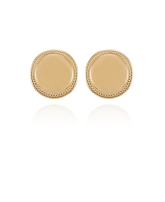 T Tahari Gold-Tone Circle Coin Clip On Button Earrings