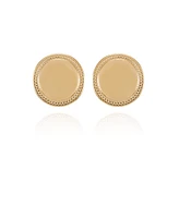 T Tahari Gold-Tone Circle Coin Clip On Button Earrings