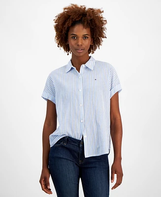 Tommy Hilfiger Women's Cotton Striped Camp Shirt