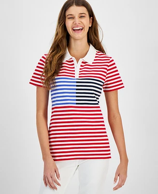Tommy Hilfiger Women's Striped Short Sleeve Polo Shirt