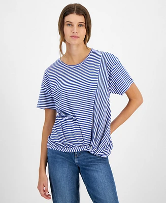 Tommy Hilfiger Women's Striped Twist-Hem T-Shirt