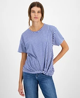 Tommy Hilfiger Women's Striped Twist-Hem T-Shirt