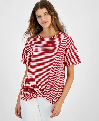 Tommy Hilfiger Women's Striped Twist-Hem T-Shirt