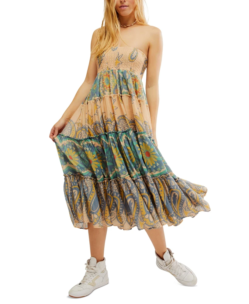 Free People Women's Super Thrills Printed Tiered Cotton Maxi Skirt