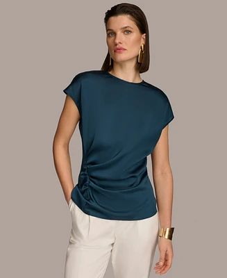 Donna Karan Women's Short Sleeve Side-Ruched Top