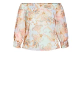 City Chic Trendy Plus Painterly Floral Top